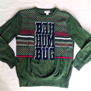 Kids Christmas Sweater Bah Hum Bug Medium 8/10